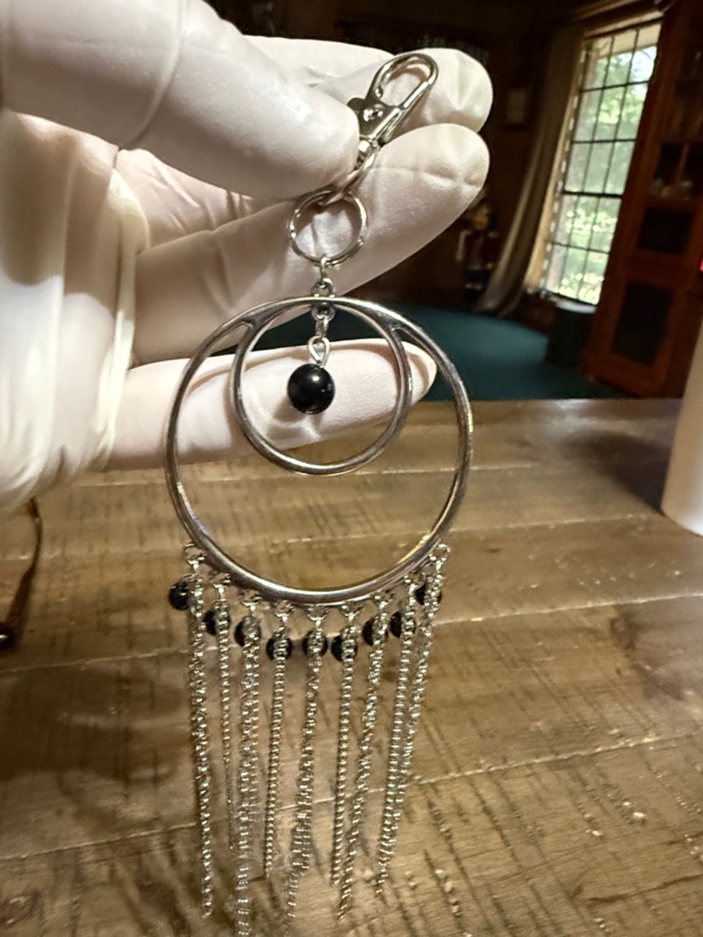 Silver and Black Chain Dangle Earrings